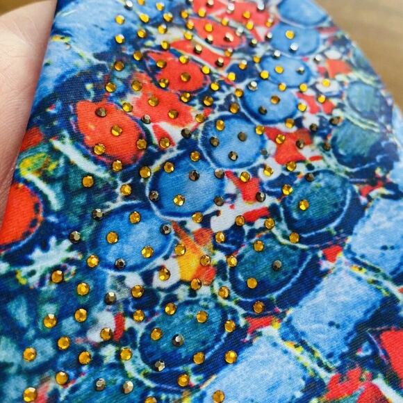 True Colours size M One Piece Swim Suit Halter Multicolor Peacock Print Sparkles - Picture 9 of 9